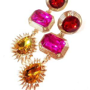 Summer Goddess 80s 90s Style Statement Rhinestone Earrings